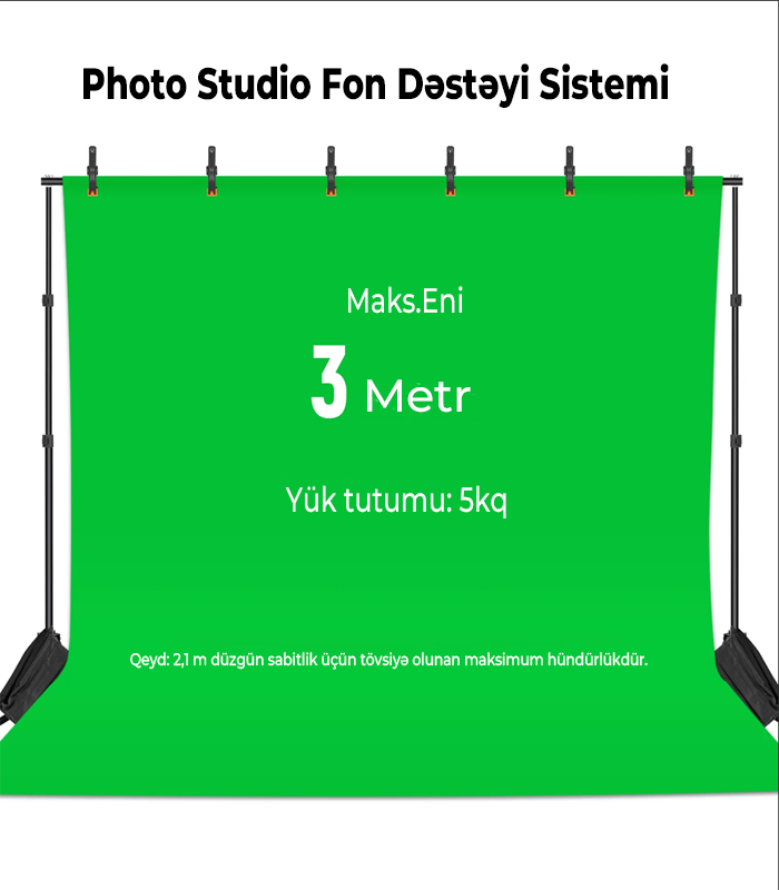 Neewer Arxa Dayaq Sistemi 2.1×3 metr