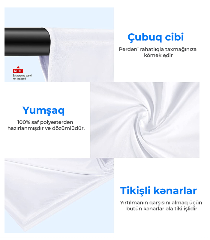 NEEWER Ağ Fon Pərdə 3x3.6 metr