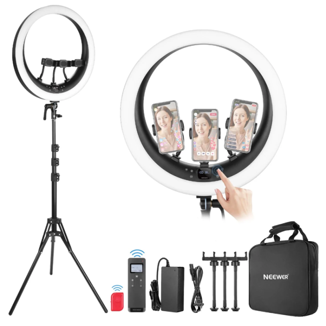 NEEWER RP19H 48 sm-lik 3 Telefon Tutuculu LED Halqa İşığı