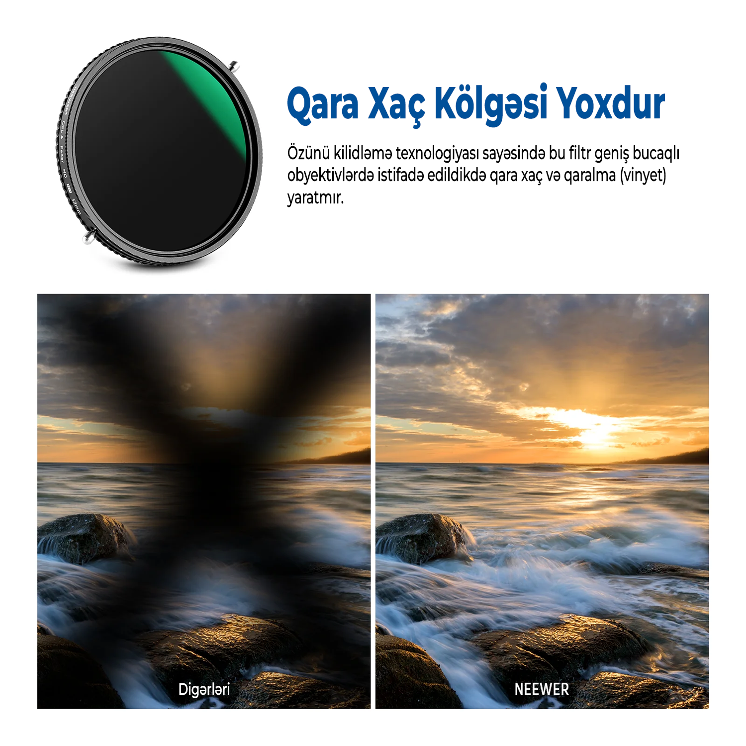 Neewer 2-də 1 Dəyişən ND Filtr ND2–ND32 CPL Filter 82 mm