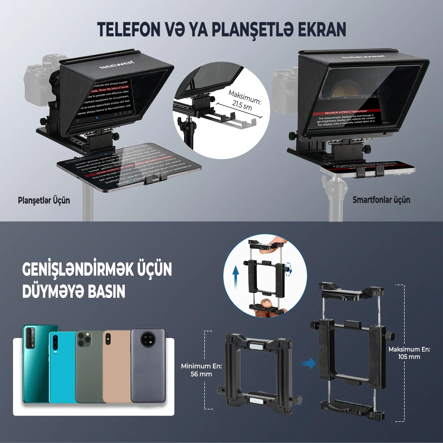 NEEWER X1 Pro II Telefon Üçün Teleprompter