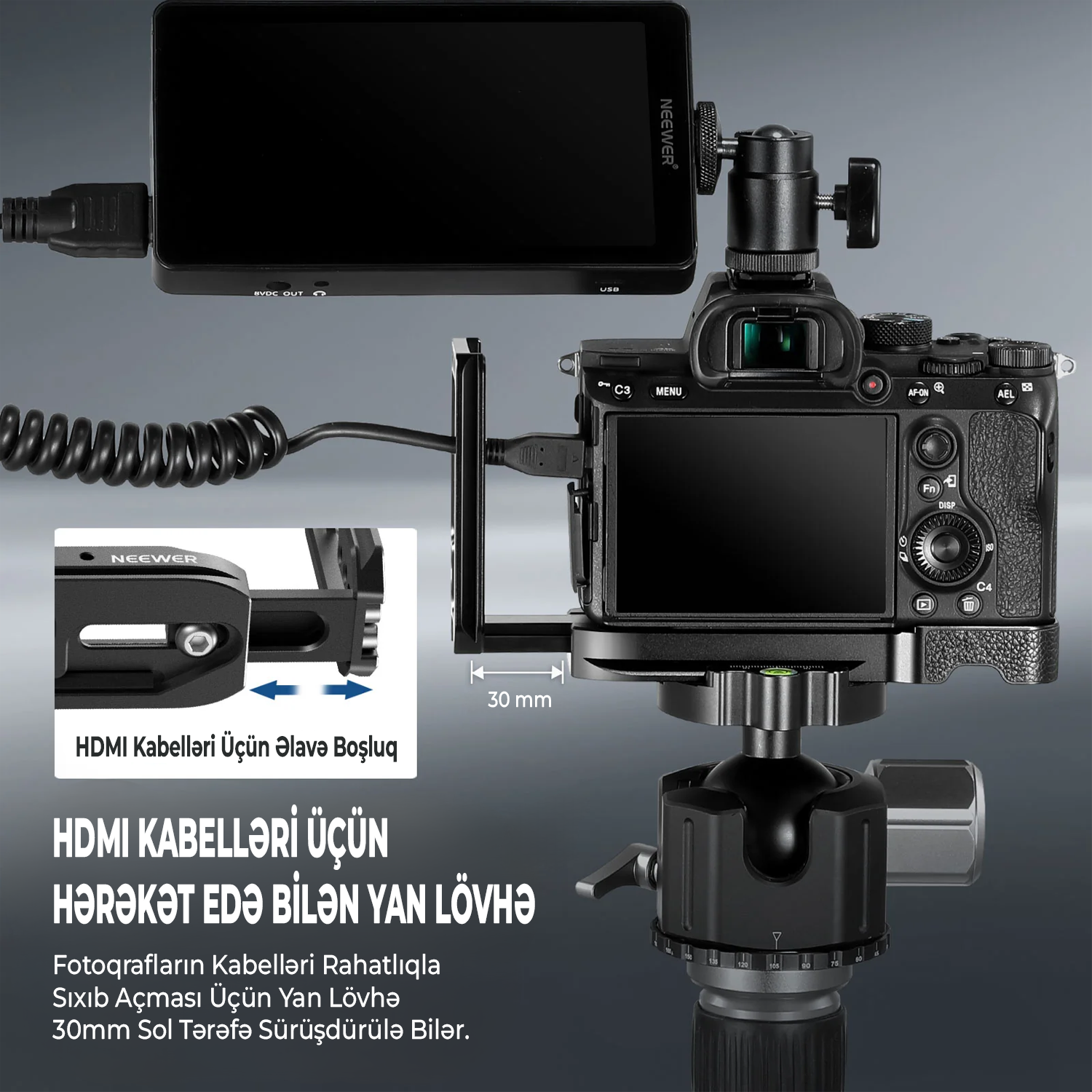 Neewer Sony A7RIII/A7III/A9 üçün  L Formalı Kamera Rig
