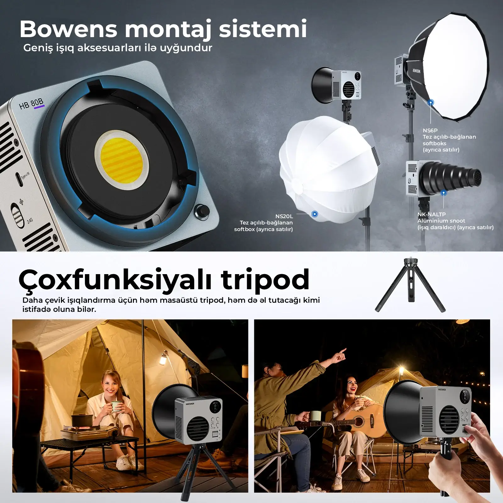 NEEWER HB80B  80W Bi-Color Mini COB LED İşıq