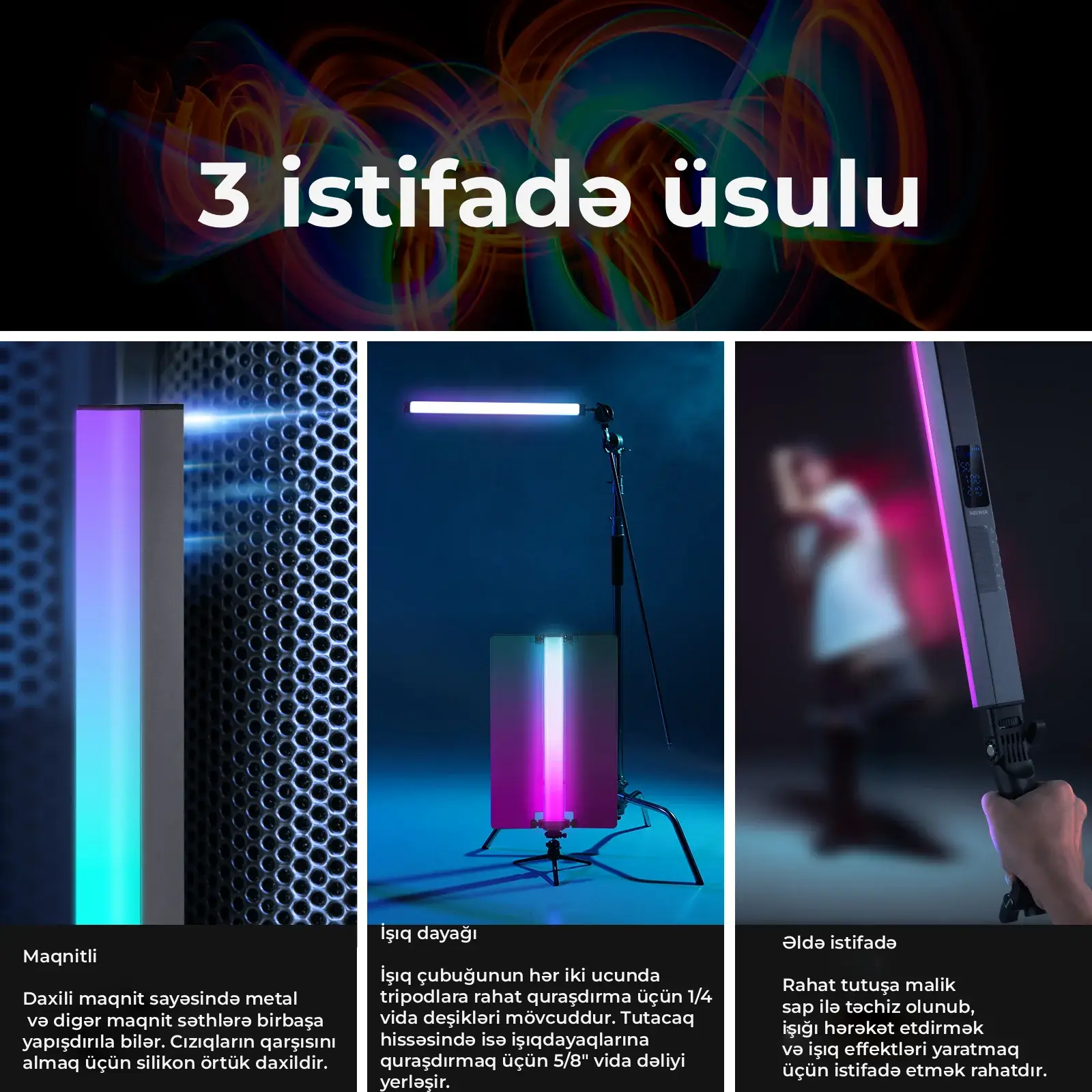 NEEWER RGB2  RGB LED Boru İşıq (barndoor ilə)