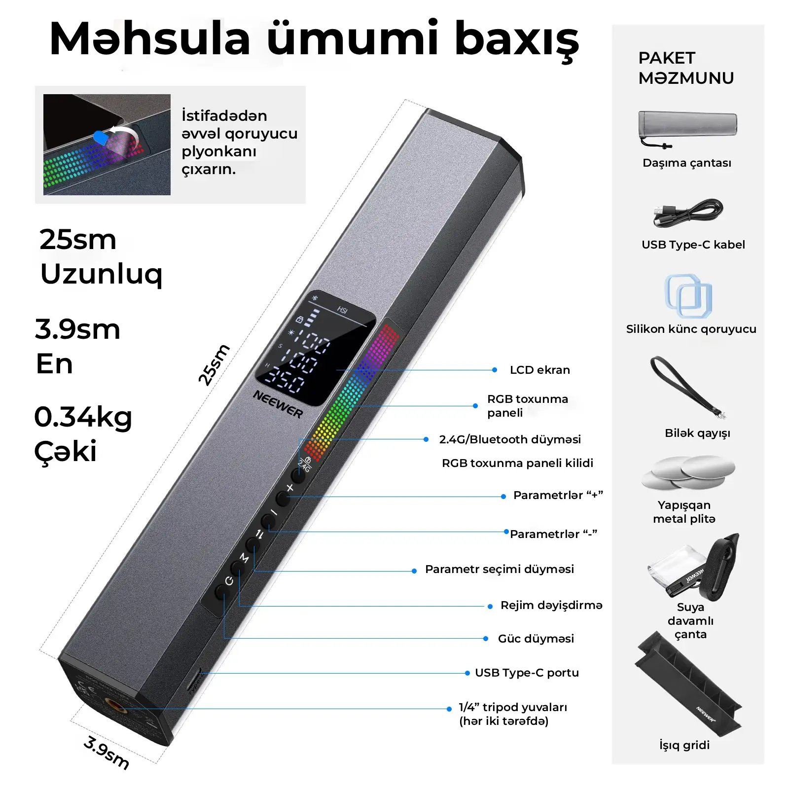 NEEWER RGB1 RGB LED Boru İşıq