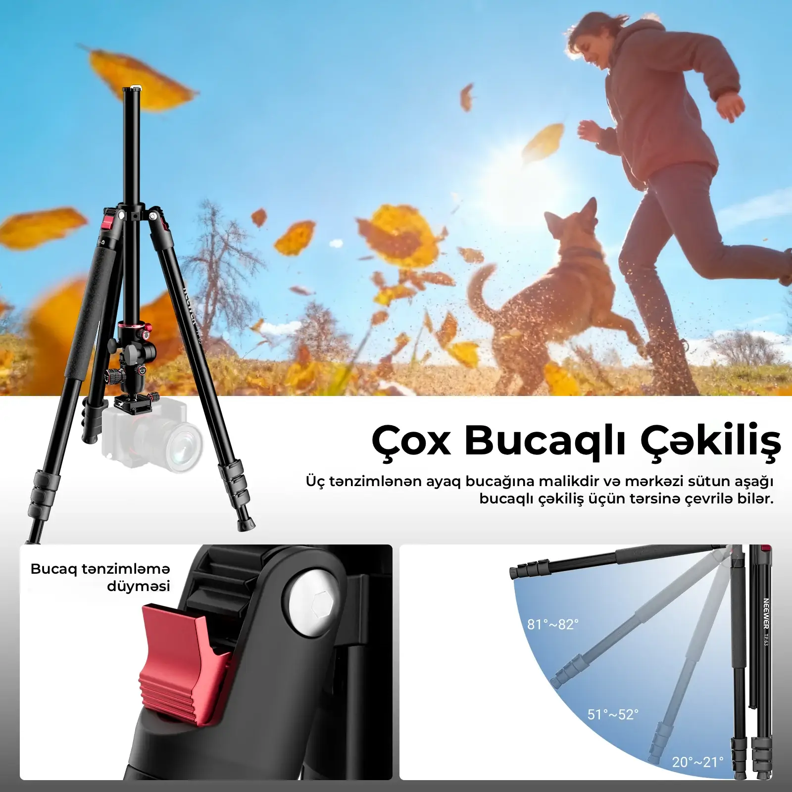 NEEWER TP63 Üfüqi Tripod Monopod