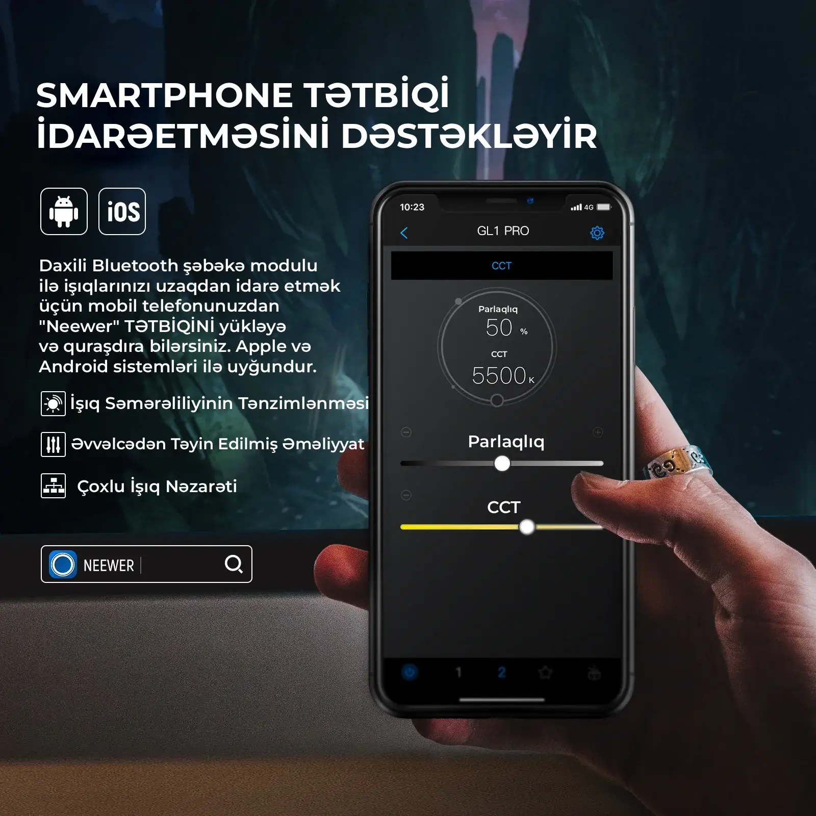 Neewer GL1 PRO 15.5" Stream üçün Key Light İşığı