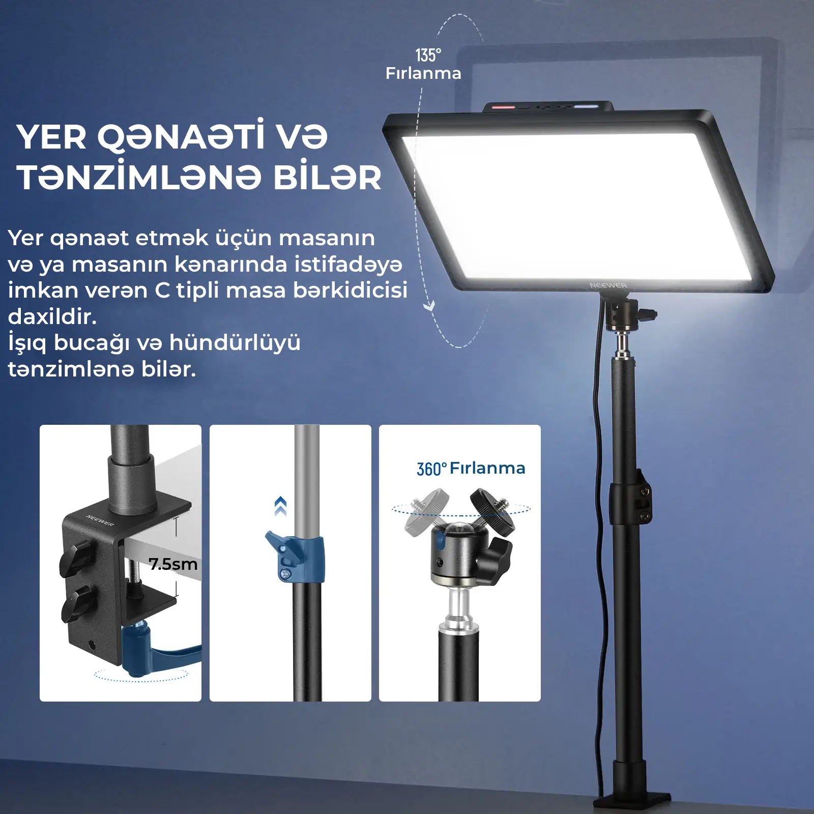 Neewer GL1 PRO 15.5" Stream üçün Key Light İşığı